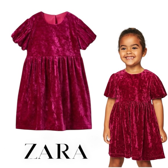 ZARA Kids | Burgundy | VELVET DRESS - Picture 1 of 7